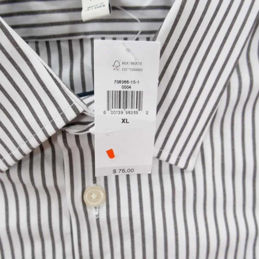 Banana Republic Shirt Mens Extra Large White Gray Wrinkle Resistant Dress New